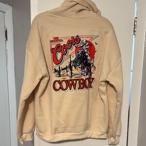 Cream Crewneck Sweater with Vintage Cowboy Graphic